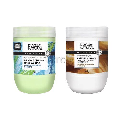 Kit Gel Redutor + Creme de Massagem Cafeína 7 Ativos - D'Agua Natural